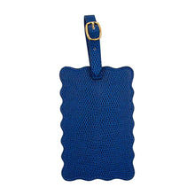 Load image into Gallery viewer, Front view of our Navy Lizard Scallop Luggage Tag