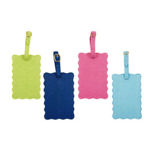 Load image into Gallery viewer, Front view of all 4 of our Lizard Scallop Luggage Tags