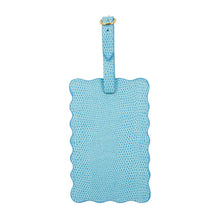Load image into Gallery viewer, Front view of our Turquoise Lizard Scallop Luggage Tag