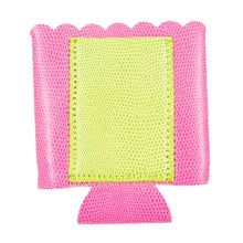 Load image into Gallery viewer, Front view of our Pink Lizard Pocket Koozie