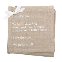 Load image into Gallery viewer, &quot;Dear Alcohol&quot; Linen Cocktail Napkins
