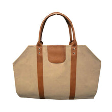 Load image into Gallery viewer, Front view of our Tan Men Log Satchel