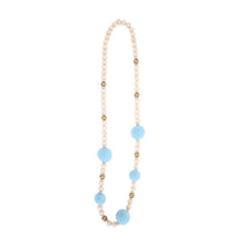 Load image into Gallery viewer, Front view of our Light Blue Felt Bead Necklace