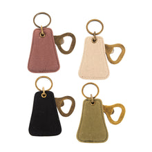 Load image into Gallery viewer, Front view of our Canvas Bottle opener Keychains
