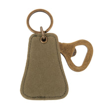 Load image into Gallery viewer, Front view of our Forrest Canvas Bottle opener Keychain