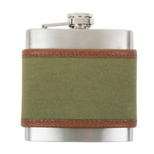 Load image into Gallery viewer, Front view of our Forest Men's Canvas Flask