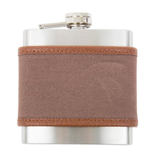 Load image into Gallery viewer, Front view of our Mocha Men's Canvas Flask