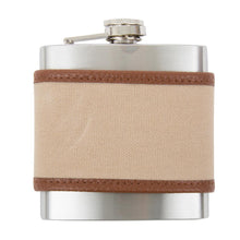 Load image into Gallery viewer, Front view of our Tan Men's Canvas Flask