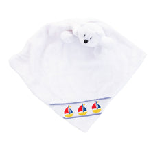 Load image into Gallery viewer, Top view of our Navy Boat Smocked Minky