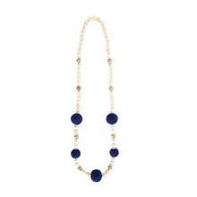 Load image into Gallery viewer, Front view of our Navy Felt Bead Necklace