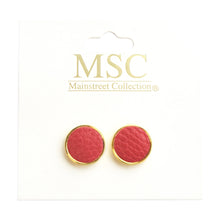 Load image into Gallery viewer, Top view of our Crimson Pebble Grain Circle Earrings
