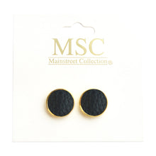 Load image into Gallery viewer, Top view of our Black Pebble Grain Circle Earrings