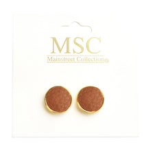 Load image into Gallery viewer, Top view of our Camel Pebble Grain Circle Earrings
