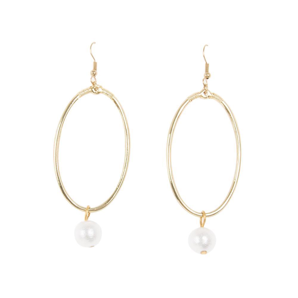 Dangle Oval Textured Pearl Earring
