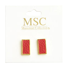 Load image into Gallery viewer, Top view of our Crimson Pebble Grain Rectangle Earrings