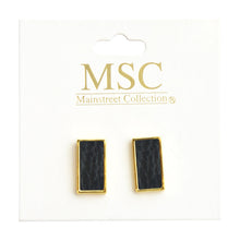 Load image into Gallery viewer, Top view of our Black Pebble Grain Rectangle Earrings