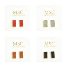 Load image into Gallery viewer, Top view of our Pebble Grain Rectangle Earrings