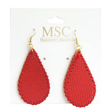 Load image into Gallery viewer, Front view of our Crimson Pebble Grain Teardrop Earrings