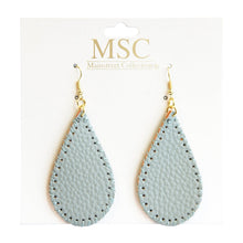 Load image into Gallery viewer, Front view of our Gray Pebble Grain Teardrop Earrings