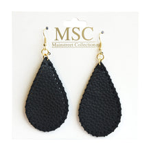 Load image into Gallery viewer, Front view of our Black Pebble Grain Teardrop Earrings