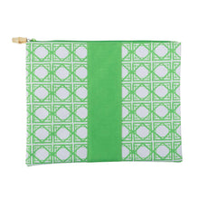 Load image into Gallery viewer, green bamboo pouch with bamboo Zipper pull