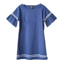 Load image into Gallery viewer, Front view of our Blue Ric Rac Dress