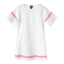 Load image into Gallery viewer, Front view of our White Pink Ric Rac Dress
