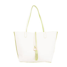 Load image into Gallery viewer, Reversed front view of our Green Spring Catalina Reversible Handbag