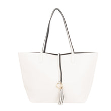 Load image into Gallery viewer, Reversed Front view view of our Black Spring Catalina Reversible Handbag