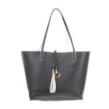 Load image into Gallery viewer, Front view of our Black Spring Catalina Reversible Handbag