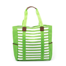 Load image into Gallery viewer, Lime Stripe Beach Tote