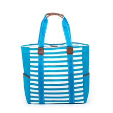 Load image into Gallery viewer, Turquoise Stripe Beach Tote