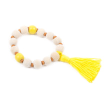 Load image into Gallery viewer, Top view of our Yellow Spring Tassel Bracelet
