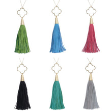 Load image into Gallery viewer, Collection of Quatrefoil Tassel Necklace