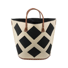 Load image into Gallery viewer, Natural tote with black diamonds