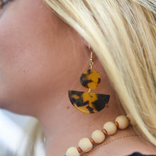 Load image into Gallery viewer, Lifestyle view of our Tortoise Moon Earrings
