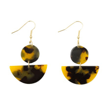 Load image into Gallery viewer, Front view of our Tortoise Moon Earrings
