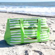 Load image into Gallery viewer, Lifestyle image of our Lime Towel Tote