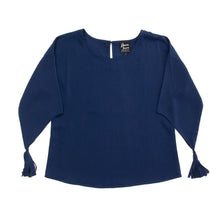 Load image into Gallery viewer, Front view of our Navy Tassel Sleeve Shirt