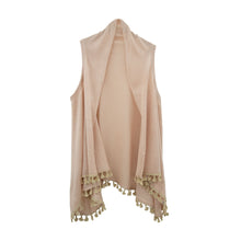 Load image into Gallery viewer, Front view of our Taupe Tassel Vest