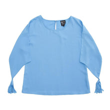 Load image into Gallery viewer, Front view of our Periwinkle Tassel Sleeve Shirt