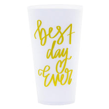 Load image into Gallery viewer, White versed tumblers, Best Day Ever in Gold hand letter writing on white tumbler