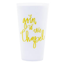 Load image into Gallery viewer, White versed tumbler, "Goin to the Chapel" in Gold hand letter writing on white tumbler