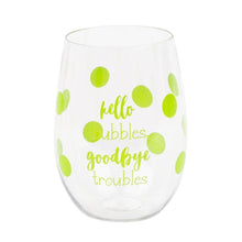 Load image into Gallery viewer, Green polka dot acrylic wine glasses