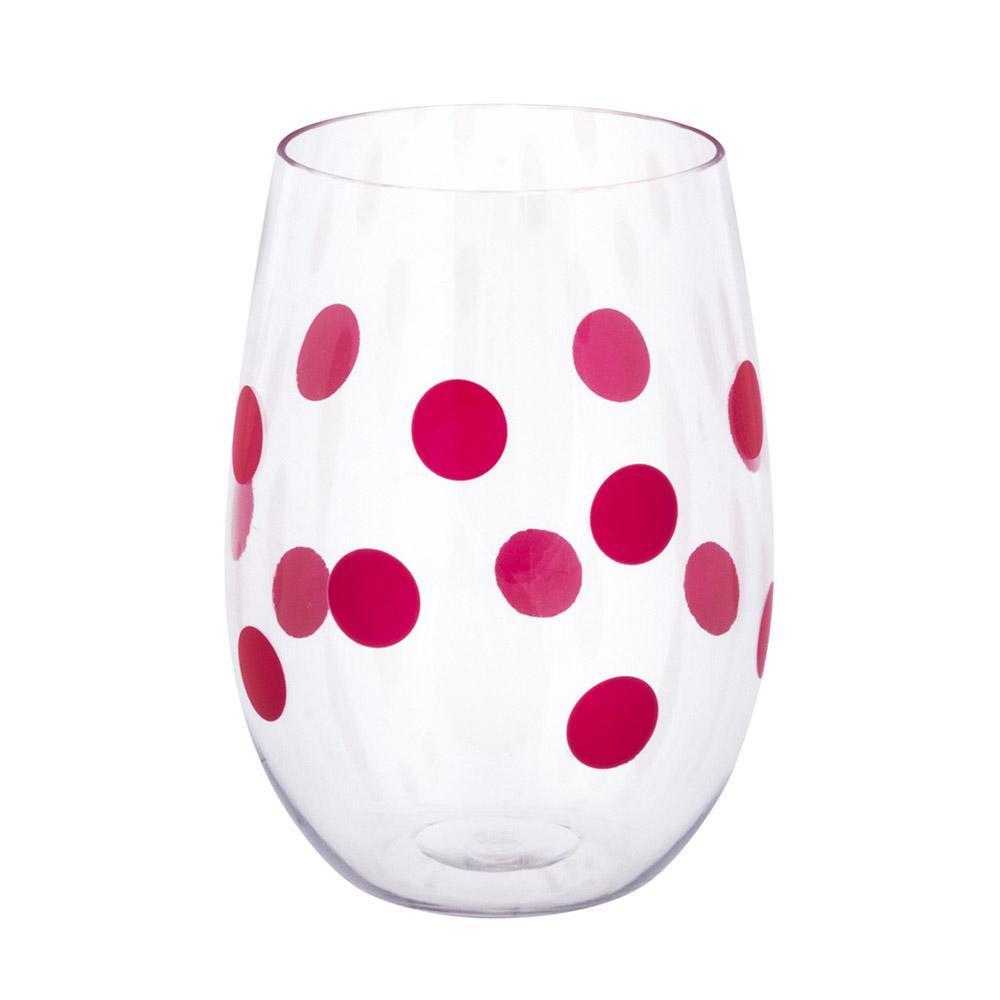 polka dot wine glasses Pink Dot Acrylic Wine Glass Set