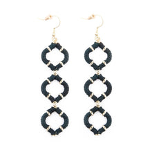 Load image into Gallery viewer, Black Wrapped Quatrefoil Earrings
