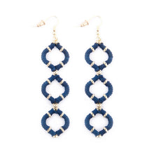 Load image into Gallery viewer, Navy Wrapped Quatrefoil Earrings