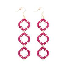 Load image into Gallery viewer, Pink Wrapped Quatrefoil Earrings