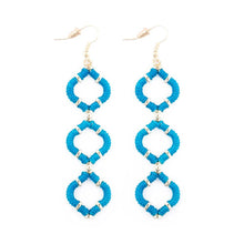 Load image into Gallery viewer, Turquoise Wrapped Quatrefoil Earrings
