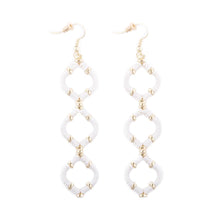 Load image into Gallery viewer, White Wrapped Quatrefoil Earrings